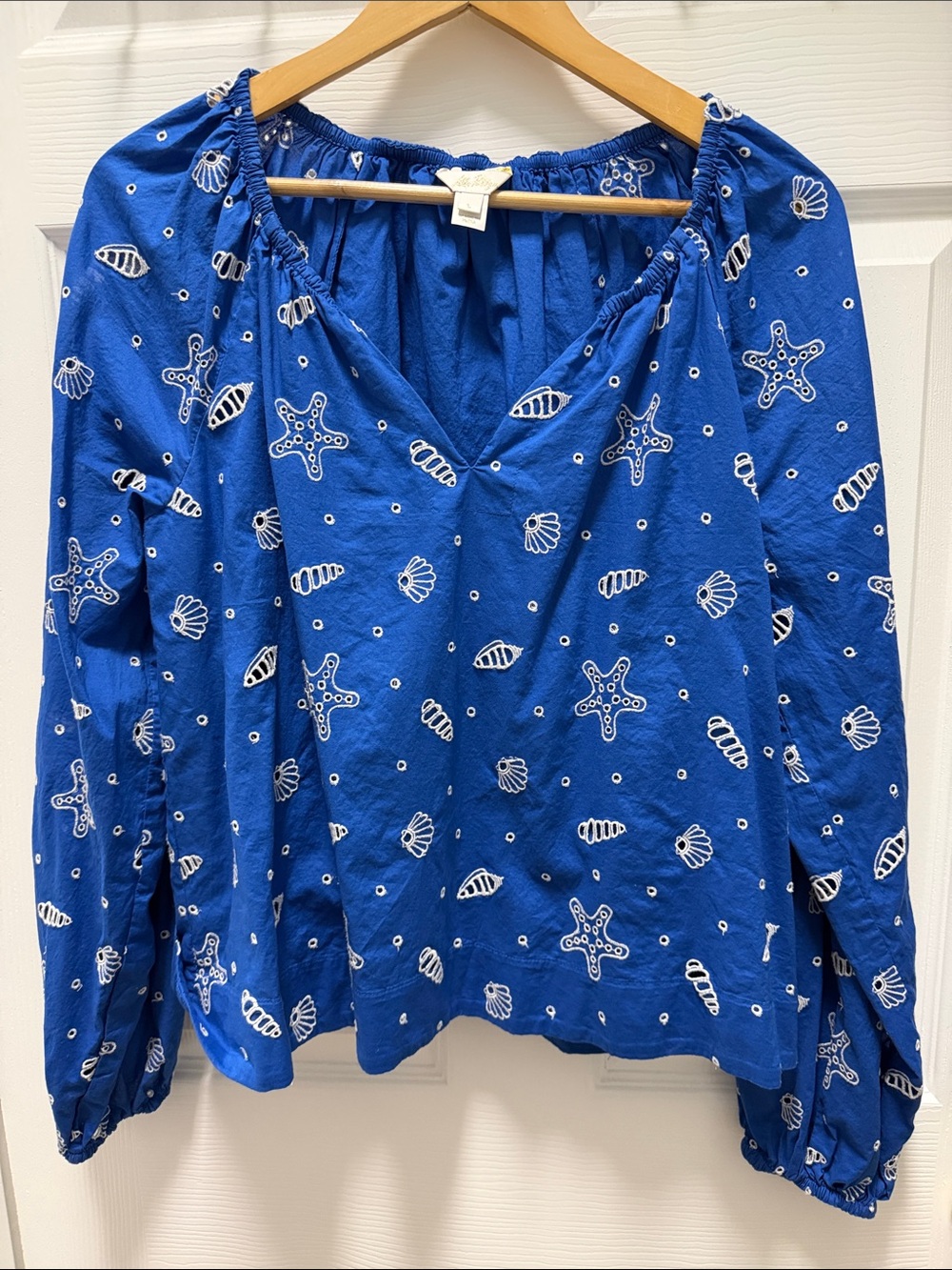 Lilly Pulitzer Blue Off-the-Shoulder Starfish & Shell Print Tunic